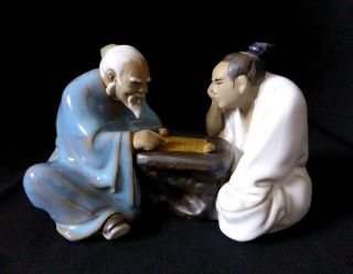 Vintage Shiwan 5.  25 " Chinese Pottery Figurine Mudman / Mud Man Men Playing Game