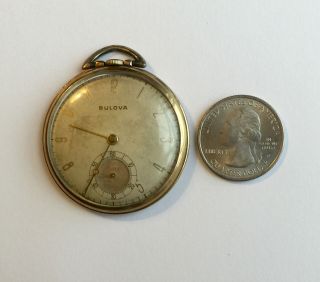 Vintage Bulova 17AH Movt Gold Filled Swiss Pocket Watch 42.  5 mm Case 6