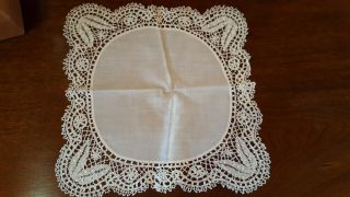 Antique Victorian White Linen Lace Wedding Hanky - Remarkable Handwork