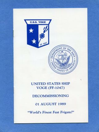 Uss Voge Ff 1047 Decommissioning Navy Ceremony Program