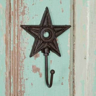 Country Rustic Brown Architectural Cast Iron Star Wall Hook