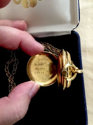Arnex 17 Jewels Incabloc Swiss Made Gold Presentation Pocket Watch,  Chain & Case 3