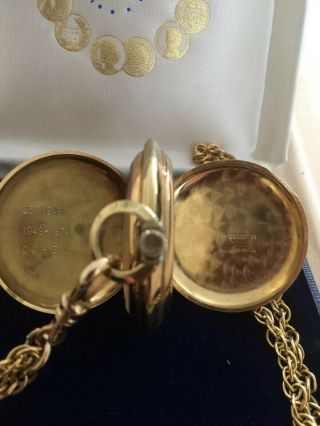 Arnex 17 Jewels Incabloc Swiss Made Gold Presentation Pocket Watch,  Chain & Case 5