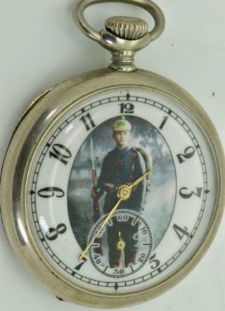 Rare Antique Zenith Wwi German Military Commemorable Award Pocket Watch