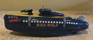 Antique Vintage Louis Marx &co.  Inc.  Tin Litho Seawolf Toy Submarine