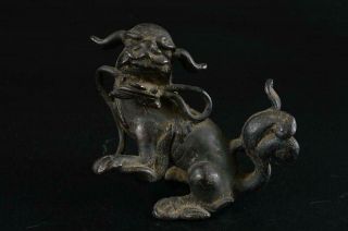 S6119: Japanese Old Copper Beast Statue Sculpture Ornament Figurines Okimono