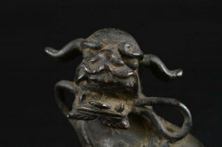 S6119: Japanese Old Copper Beast STATUE sculpture Ornament Figurines Okimono 2