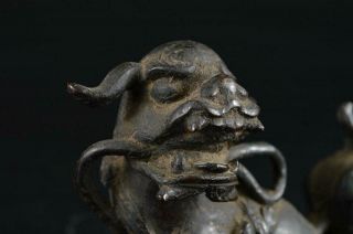 S6119: Japanese Old Copper Beast STATUE sculpture Ornament Figurines Okimono 3