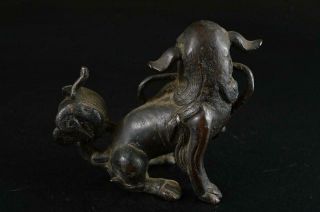 S6119: Japanese Old Copper Beast STATUE sculpture Ornament Figurines Okimono 6