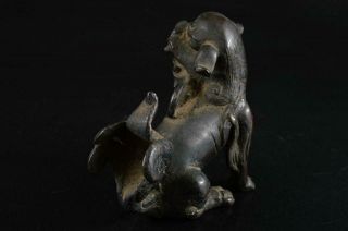 S6119: Japanese Old Copper Beast STATUE sculpture Ornament Figurines Okimono 7