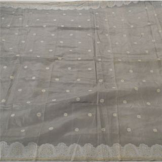 Sanskriti Vintage Grey Saree 100 Pure Silk Woven Craft 5 Yd Decor Fabric Sari 2