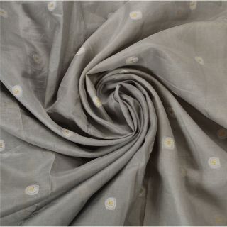 Sanskriti Vintage Grey Saree 100 Pure Silk Woven Craft 5 Yd Decor Fabric Sari 5