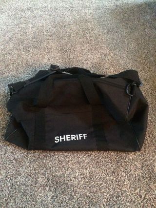 Sheriff Deputy Canvas Black Duffle Bag With Outside Pocket,  Handles,  Shoulder