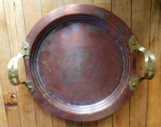 Arts & Crafts Mission Copper Tray W Riveted Brass Handles