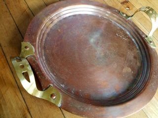 Arts & Crafts Mission copper tray w riveted brass handles 2
