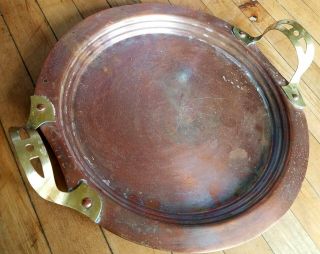 Arts & Crafts Mission copper tray w riveted brass handles 3