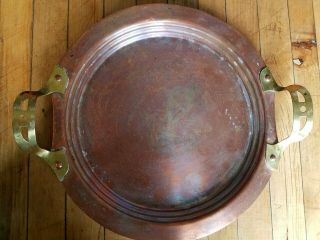 Arts & Crafts Mission copper tray w riveted brass handles 4