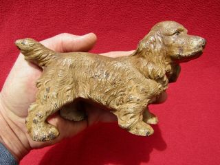 Antique Hubley Cast Iron Golden Cocker Spaniel Dog Bookend Doorstop,