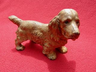 ANTIQUE HUBLEY CAST IRON GOLDEN COCKER SPANIEL DOG BOOKEND DOORSTOP, 6