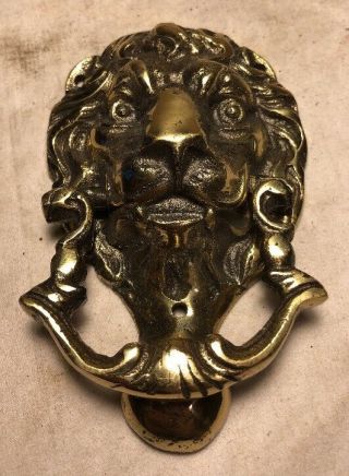 Vintage Antique Heavy Brass Door Knocker Lion Head