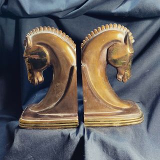 VINTAGE Mid Century / Art Deco Horse - head Bookends 2