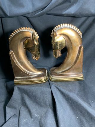 VINTAGE Mid Century / Art Deco Horse - head Bookends 5