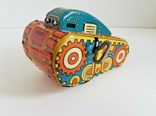 Vintage Antique Toy Flip Over Tank 5 Mar Toys Wind Up Tin Great
