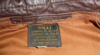 Avirex Unltd A2 leather dark brown jacket US Army 1978 - vintage SZ40 3