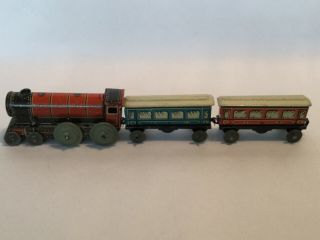 Vintage Tin Litho Windup Train Set made in Japan circa 1930’s 2