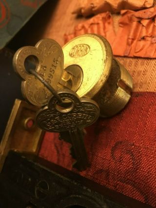 Vintage Corbin No.  1343 Mortise Lock Set Door Handle Mechanism USA 3