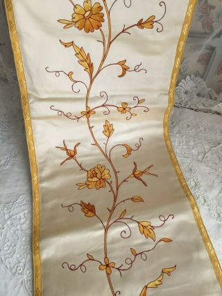 Fabulous Antique French Embroidery Altar Gold Silk Panel Pelmet Valance Canopy