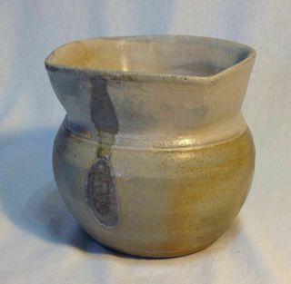 Studio Pottery Bowl Signed Stoneware Jar Or Vase Pinched Rim 4