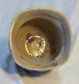 Studio Pottery Bowl Signed Stoneware Jar Or Vase Pinched Rim 5