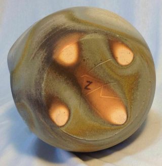 Studio Pottery Bowl Signed Stoneware Jar Or Vase Pinched Rim 6