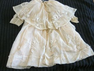 C.  1880 Antique French Handstitched Lacey Babys Dress