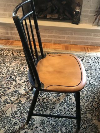 Signed Hitchcock Co Solid Maple & Black Lacquer Stenciled Side Chair 5