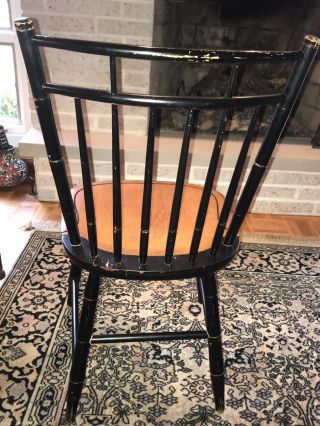 Signed Hitchcock Co Solid Maple & Black Lacquer Stenciled Side Chair 7
