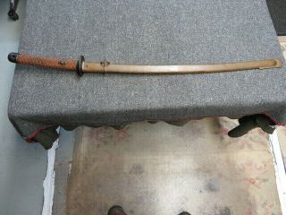 WWII JAPANESE ARMY NCO LATE WAR COMBAT SWORD W/ MATCHING NUMBERED SCABBARD 2