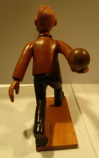Rare Mid Century Bowling Carved Wooden 10 1/2 Inch Statue - - Italy 4