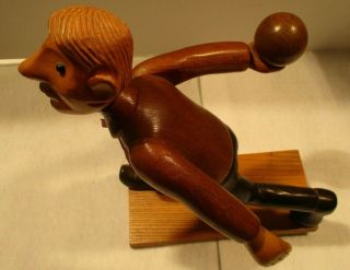 Rare Mid Century Bowling Carved Wooden 10 1/2 Inch Statue - - Italy 6