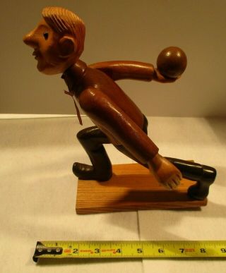 Rare Mid Century Bowling Carved Wooden 10 1/2 Inch Statue - - Italy 7