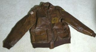 Vintage Wwii A - 2 Bomber Leather Jacket Sz 44 12th