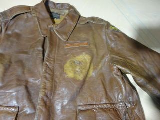 Vintage WWII A - 2 Bomber Leather Jacket SZ 44 12th 2