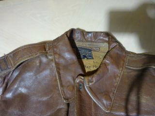 Vintage WWII A - 2 Bomber Leather Jacket SZ 44 12th 3