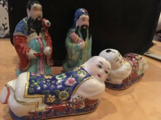 4 Chinese Porcelain Ceramic Figurines Vintage