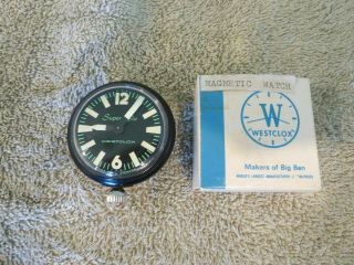 Vintage Nos Westclox Magnetic Auto Watch Clock With Box