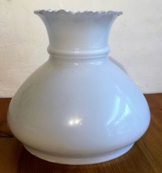 Vintage Milk White Glass Crimped Top Oil Lamp Vesta Shade,  5¾ " / 15cm Fitter