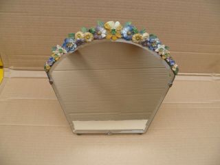 Decorative Vintage Barbola Dressing Table Top / Wall Mirror.  Easel Back 1930 