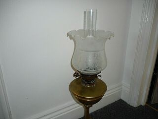 Antique Victorian Etched Glass Oil Lamp Shade 4 " Fit