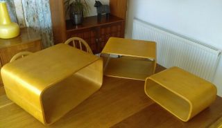 Vintage Mid Century Modern Modular Bent Plywood Nest Tables / Display Units 3